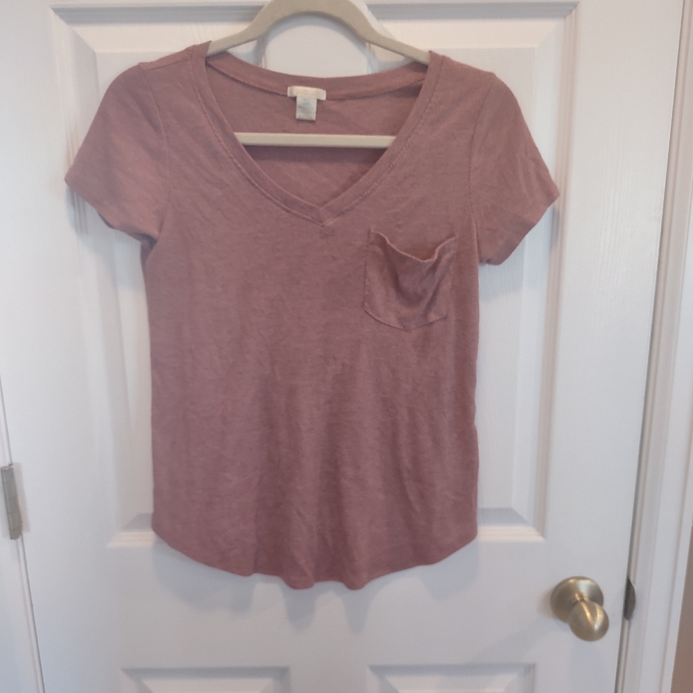Bozzolo Women's V-Neck Pocket Tee - Mauve